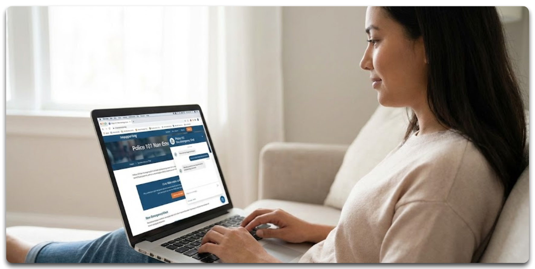 Citizen using Police 101 Non-Emergency Live Chat on laptop