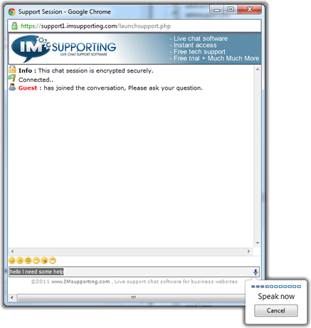 Live chat software with voice input