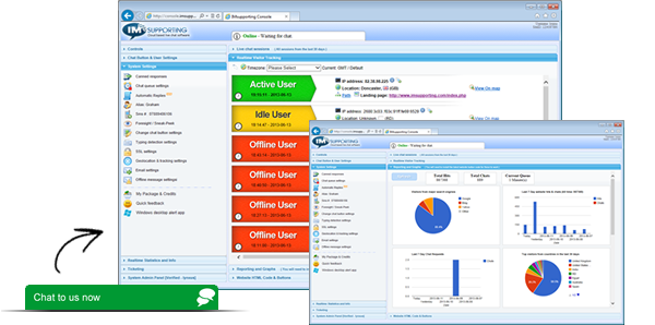 Live chat software screenshot A screenshot of the imsupporting live chat software