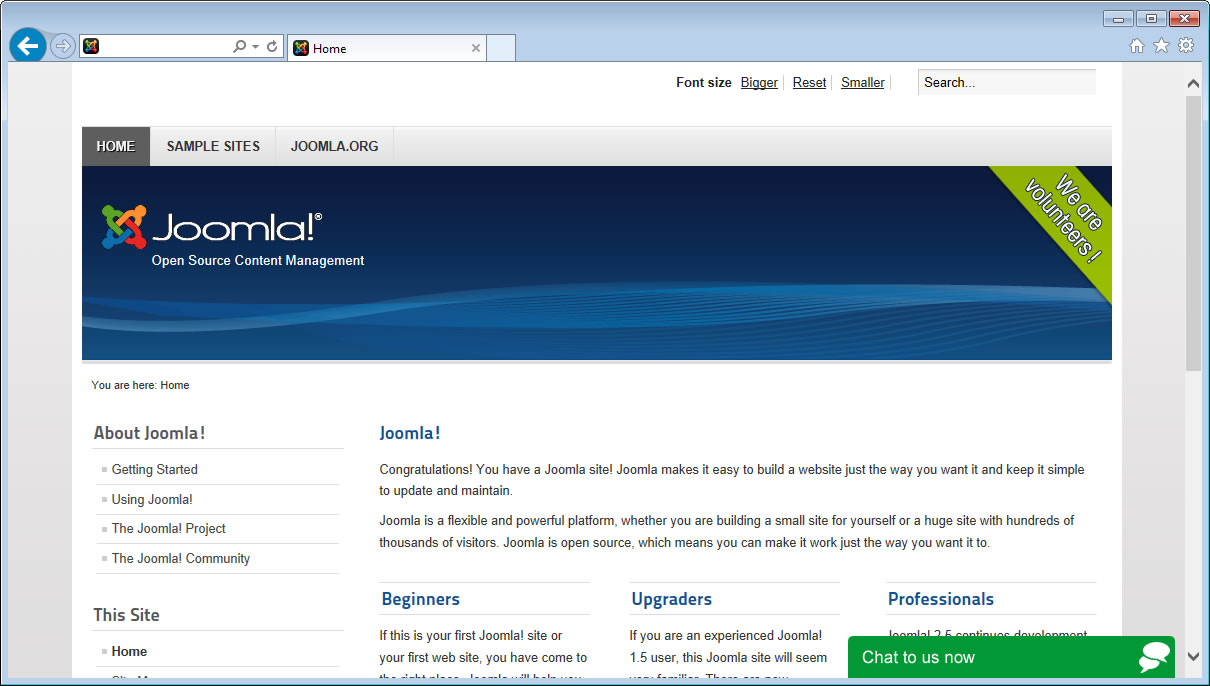 Live chat on joomla screenshot